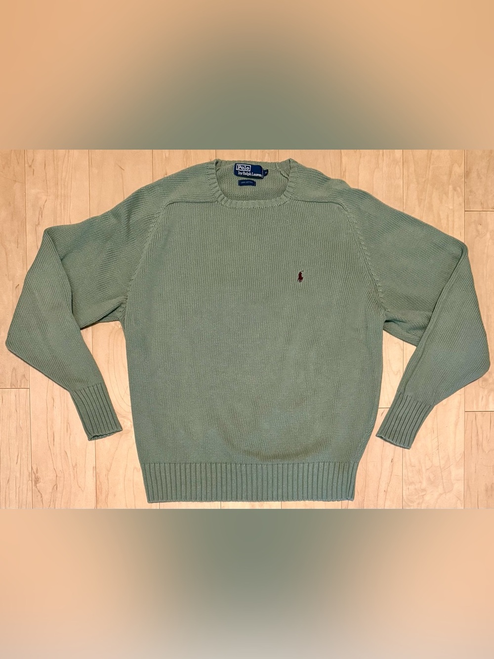 Polo Ralph Lauren Chunky Knit Cotton Crewneck Sweater Sage Green Pony Men’s XL